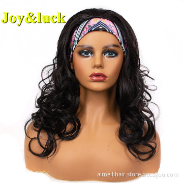 Women's Head Band wig Colored Hairband Wholesale Ladies Hair Scarf Black Long Natural Curly Headband Wig Synthetic Hair Wigs